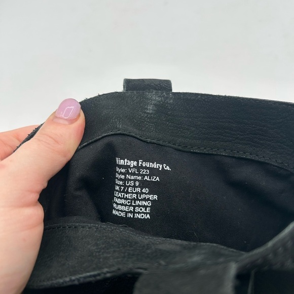 Vintage Foundry Aliza Cowboy Cowgirl campus riding boot black Leather square toe - Picture 17 of 17